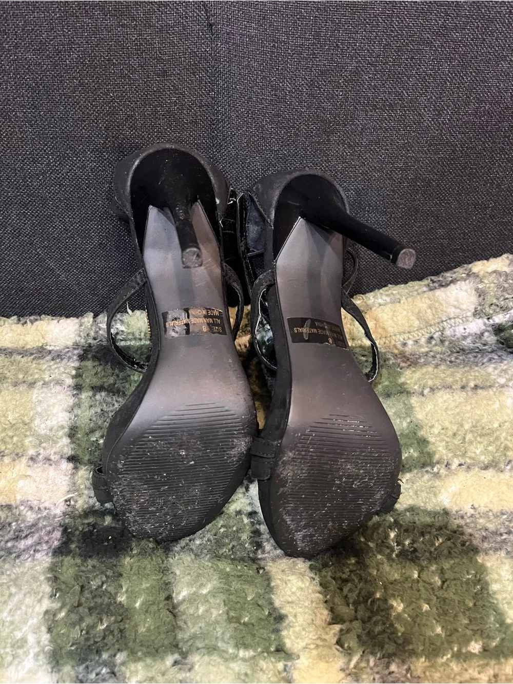 Women’s Black Beaded T-Strap Dress Sandals